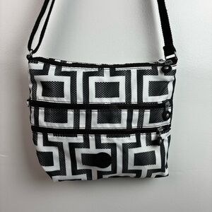 Kipling Black & White Geometric Design Small Messenger Bag/Purse